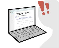 Laptop with "Snow Day" on the scree