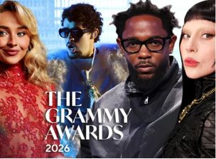 From left: Sabrina Carpenter, Bad Bunny, Kendrick Lamar, and Lady Gaga
