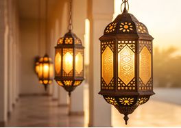 Lamps hanging on a pat