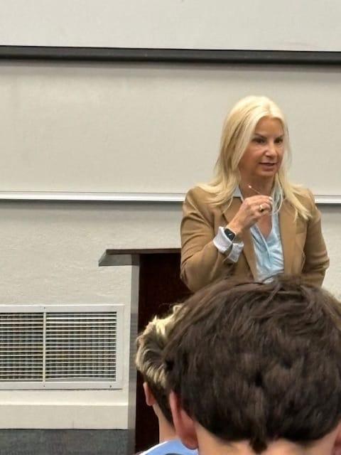 Mary Slinkard presenting to students