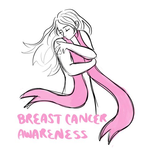 Woman wearing breast cancer awareness ribbon